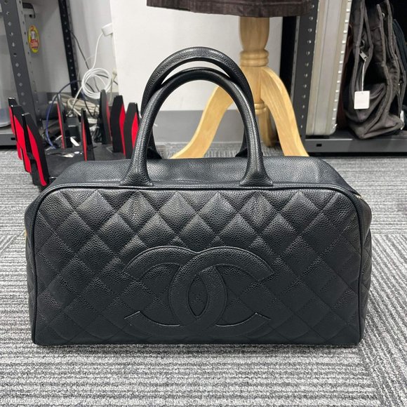 CHANEL Black Quilted Caviar Leather Boston Bag - Picture 2 of 16